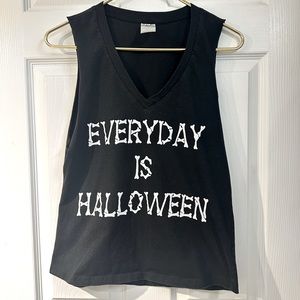 EVERYDAY IS HALLOWEEN women’s cut-off tank. Fits like a crop-top. Size M.